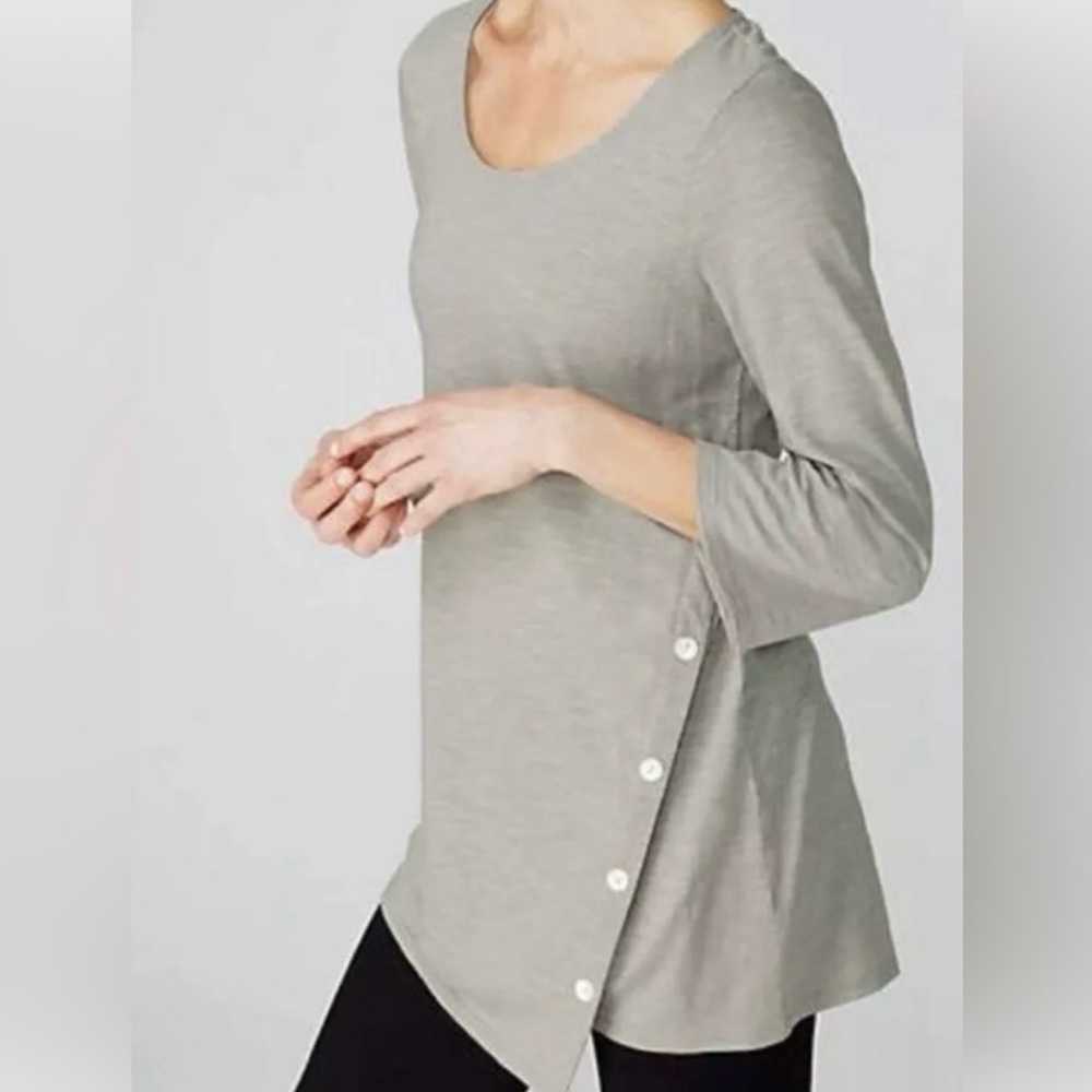 Pure Jill Tunic  Size L Asymetric Grey Cotton Rayon